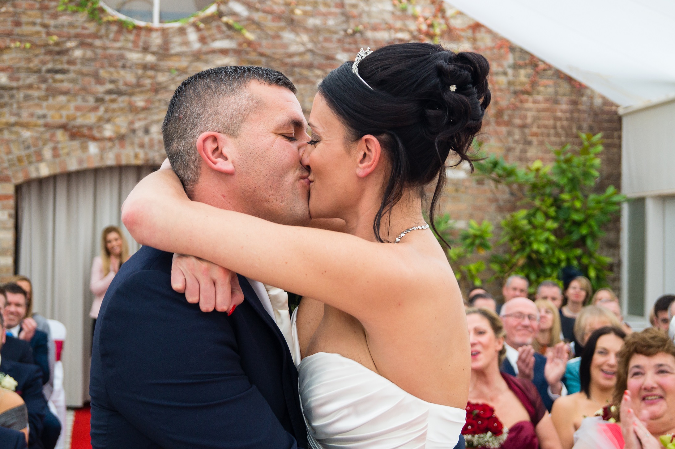 Hanbury Manor Wedding, Hertfordshire, I do, first kiss