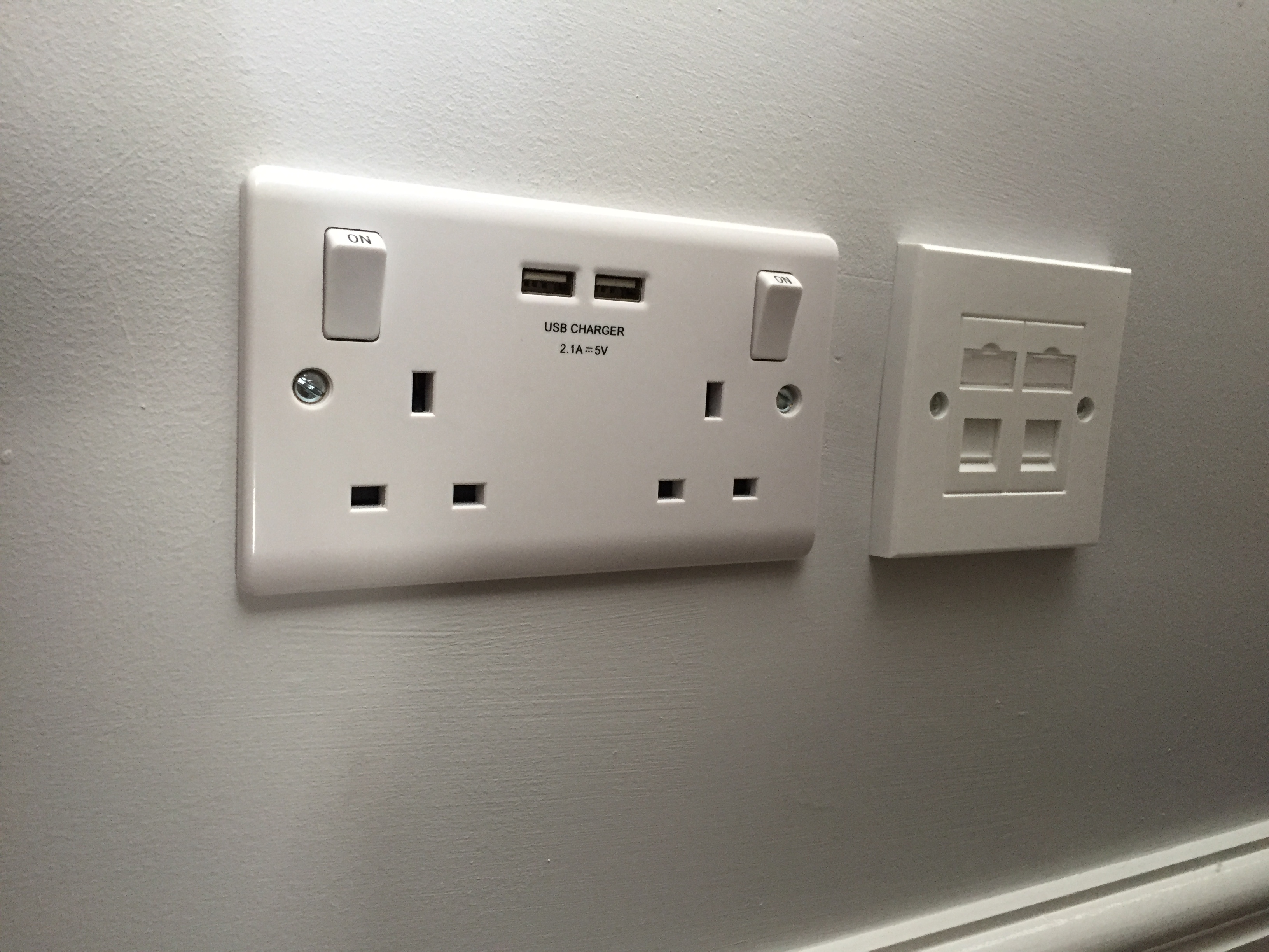 Replacement USB charging plug socket and cat5 data point