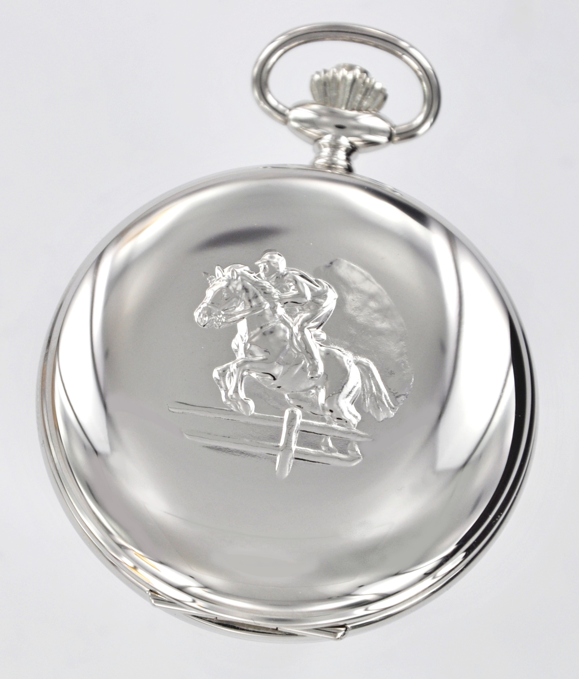 Montre Gousset Quartz Française - Boîtier Acier Inoxydable, Cadran 24h, Couronne à Tirer