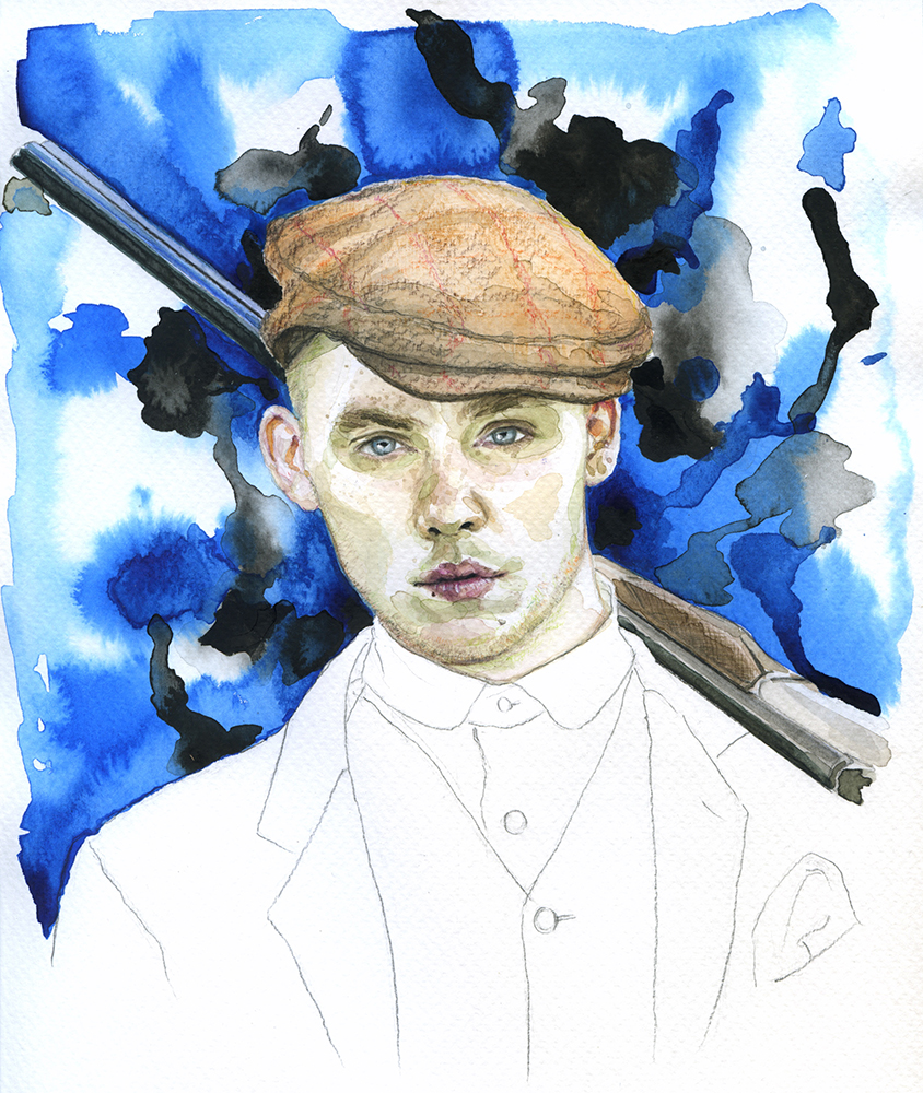 Portrait of Joe Cole/Water Colour and Coloured Pencil on Paper