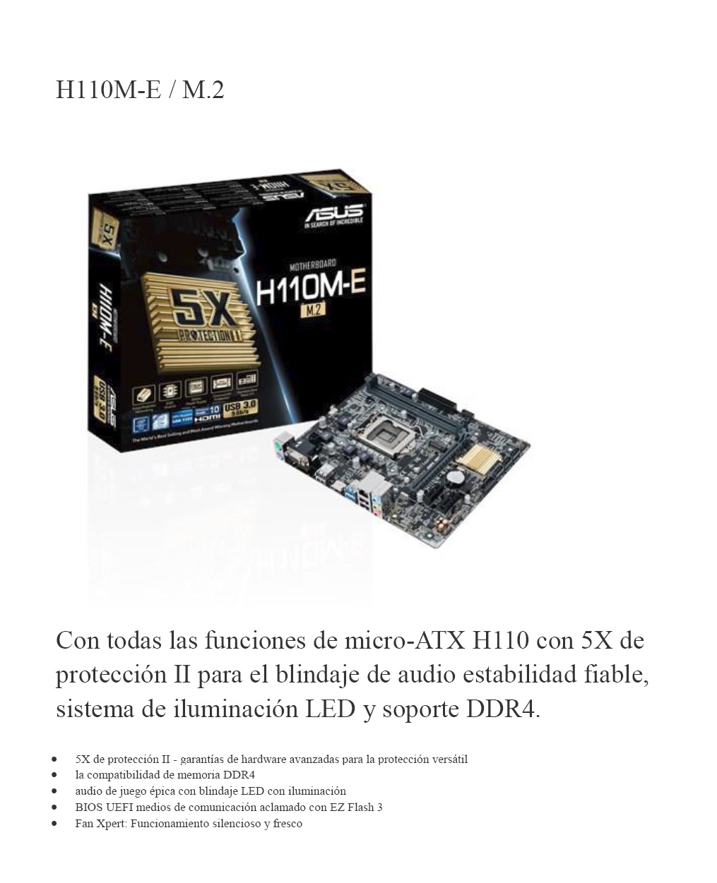 Tarjeta Madre ASUS H110M-E M2 DDR4 GAMING AUDIO 1jpg