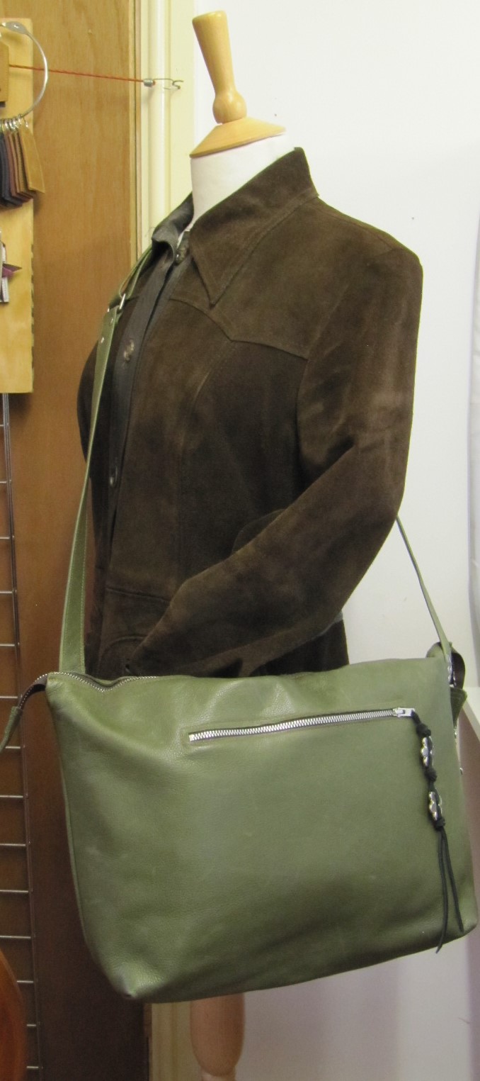 Olive Green soft leather handbag