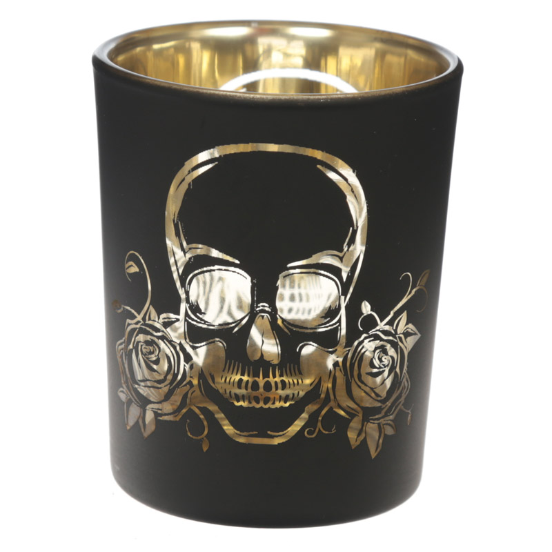 Skull and Rose tea light holder gift set