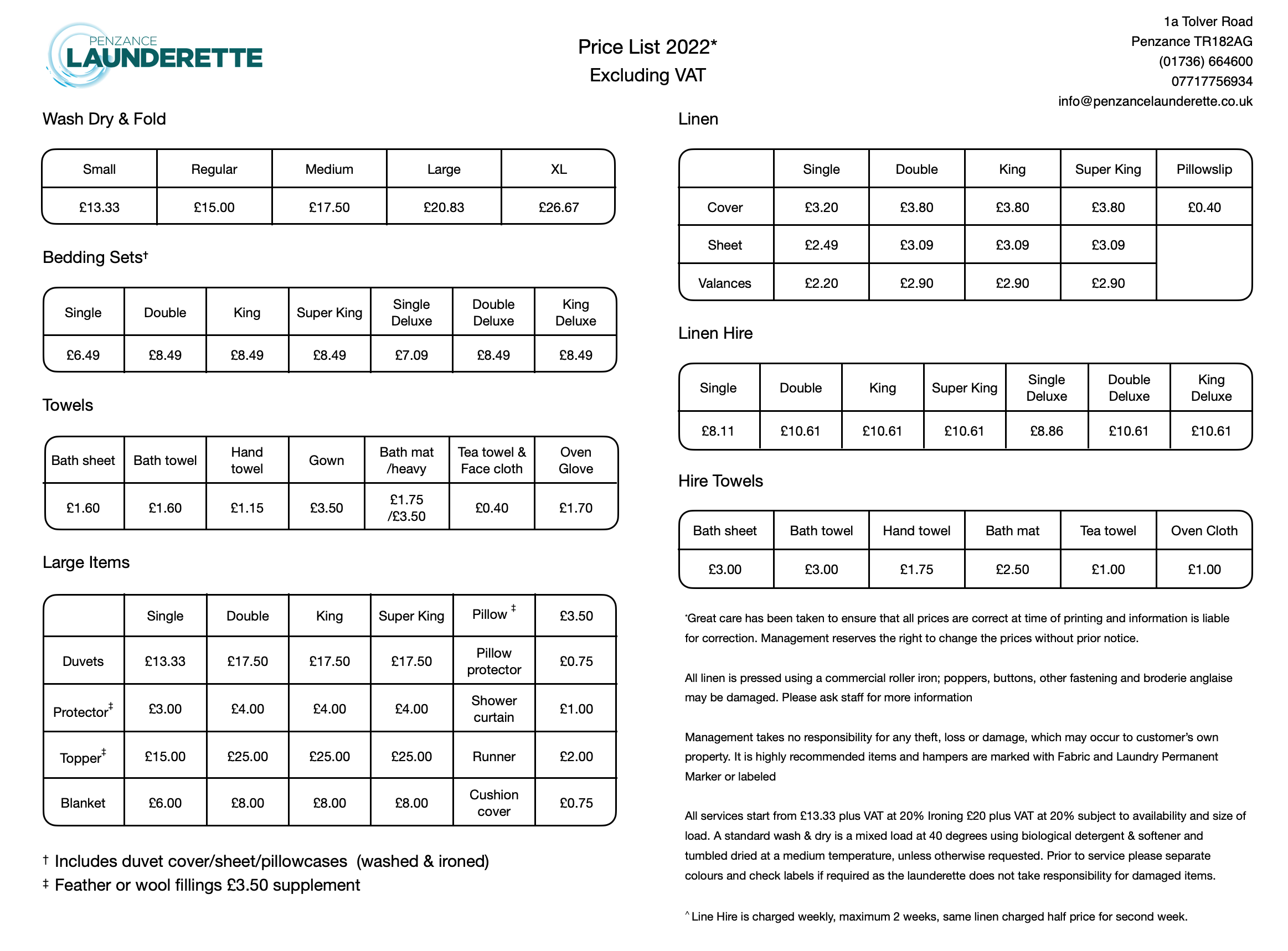 Price list