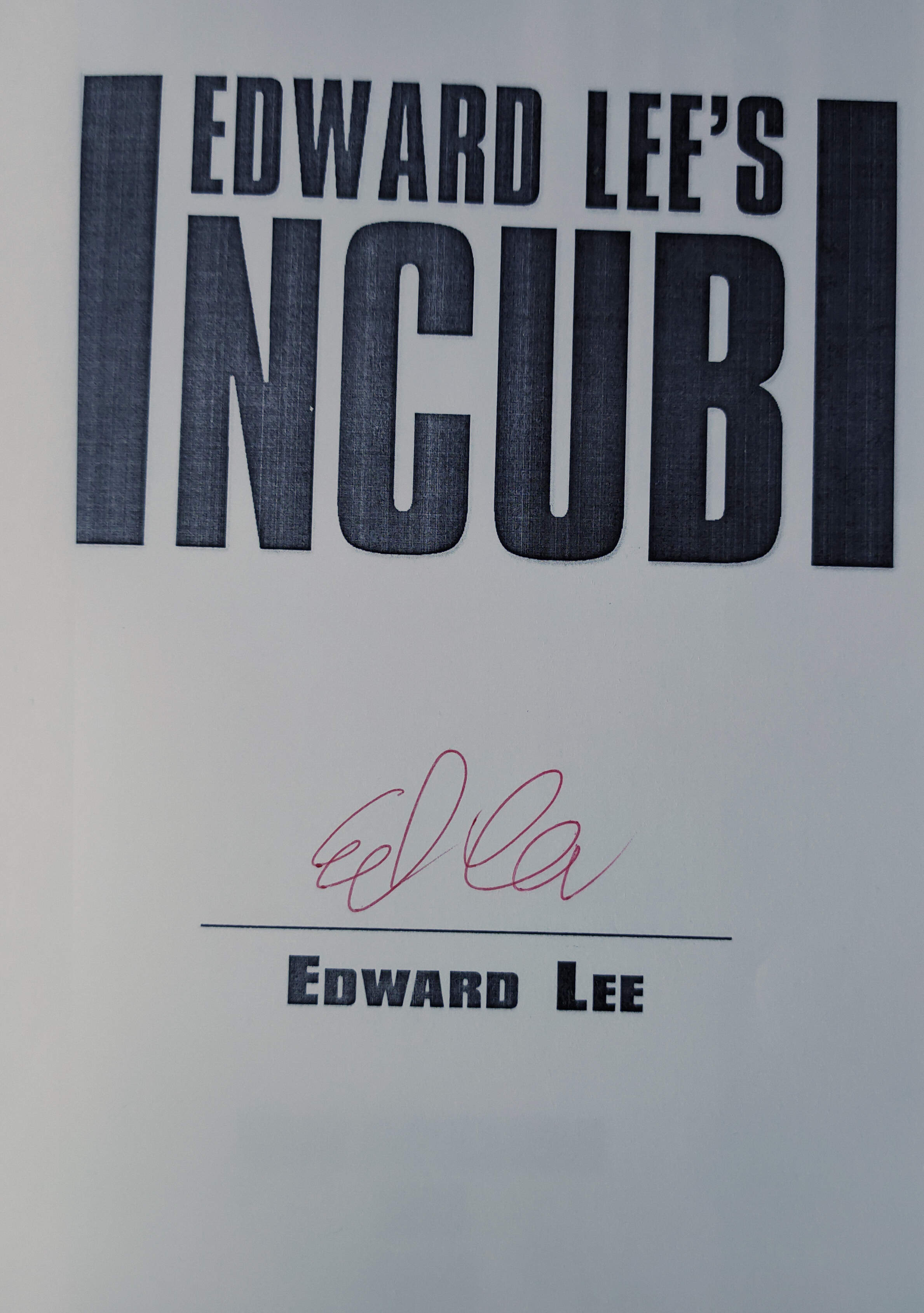 Incubi Signed Paperback