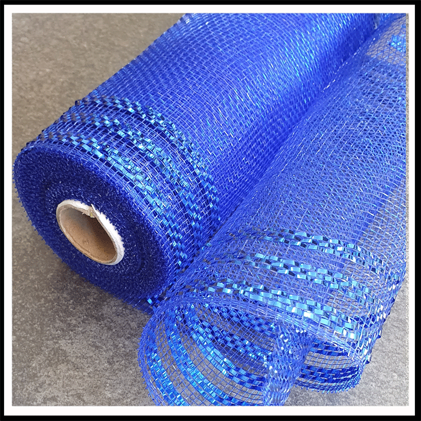 10 inch Deco Mesh Roll Royal Blue Boarder