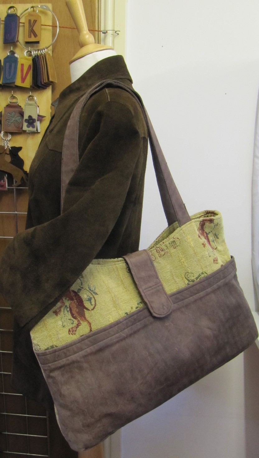 Medieval fabric and leather shopper