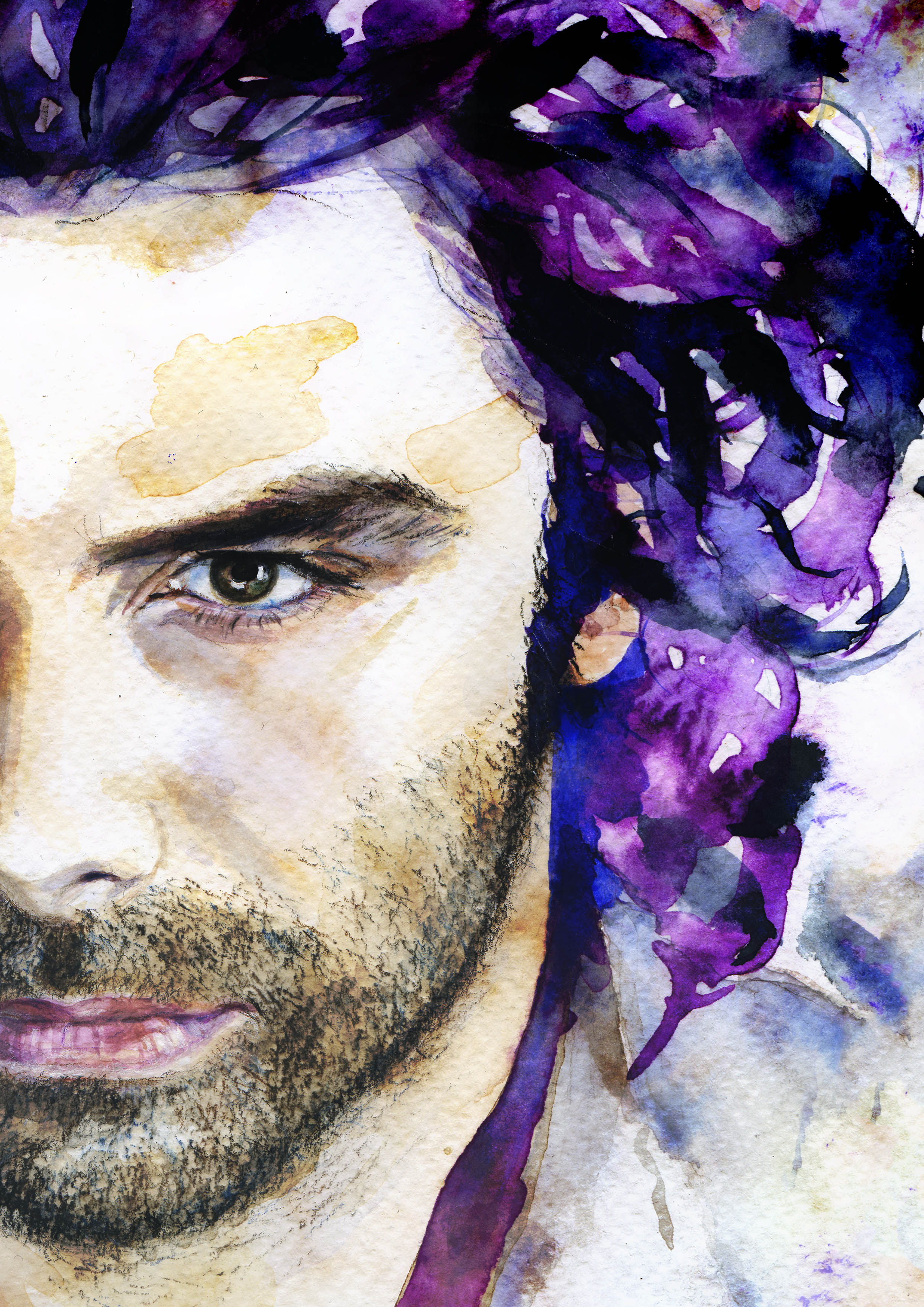 Portrait of Aidan Turner/ Coloured pencil, Pastel, Watercolour - Mixed Media on paper