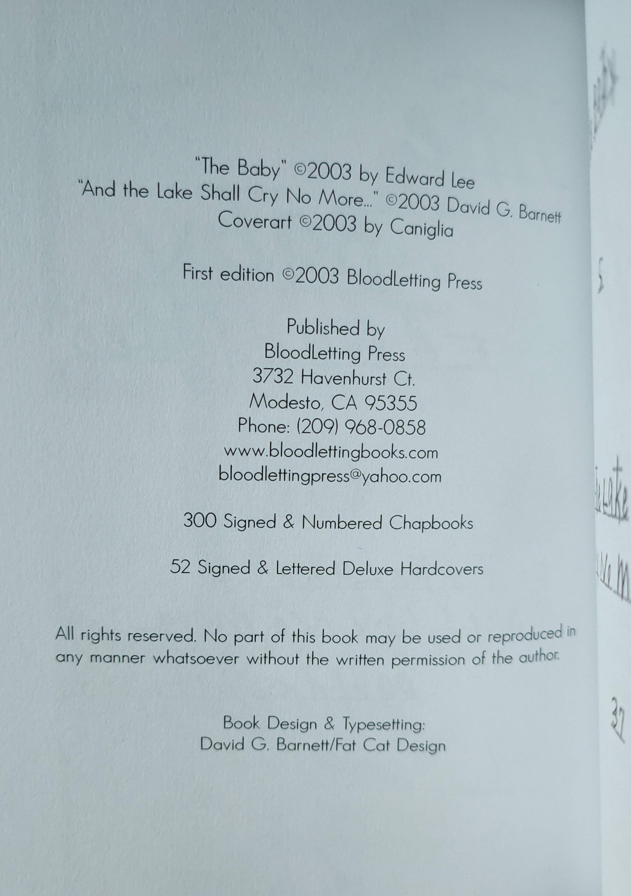 The Baby Limited Edition Chapbook