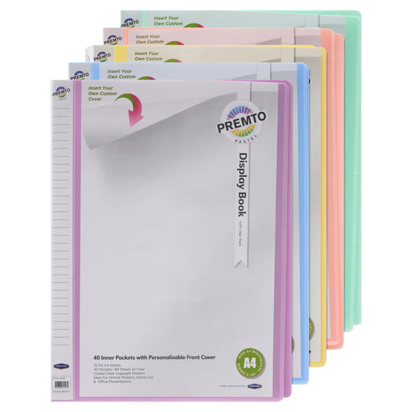 A4 40 Page Pocket Display Book (Assorted Colours)