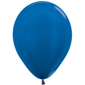 Latex Ballonnen metallic blauw 30cm