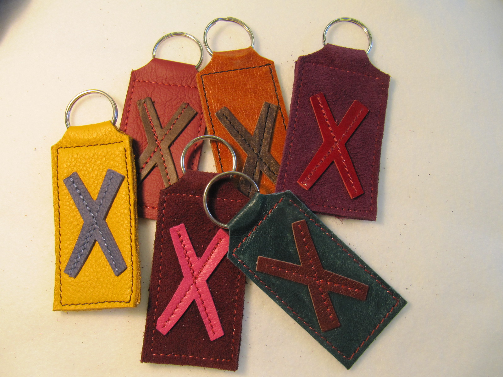Initial leather key fobs  'X'