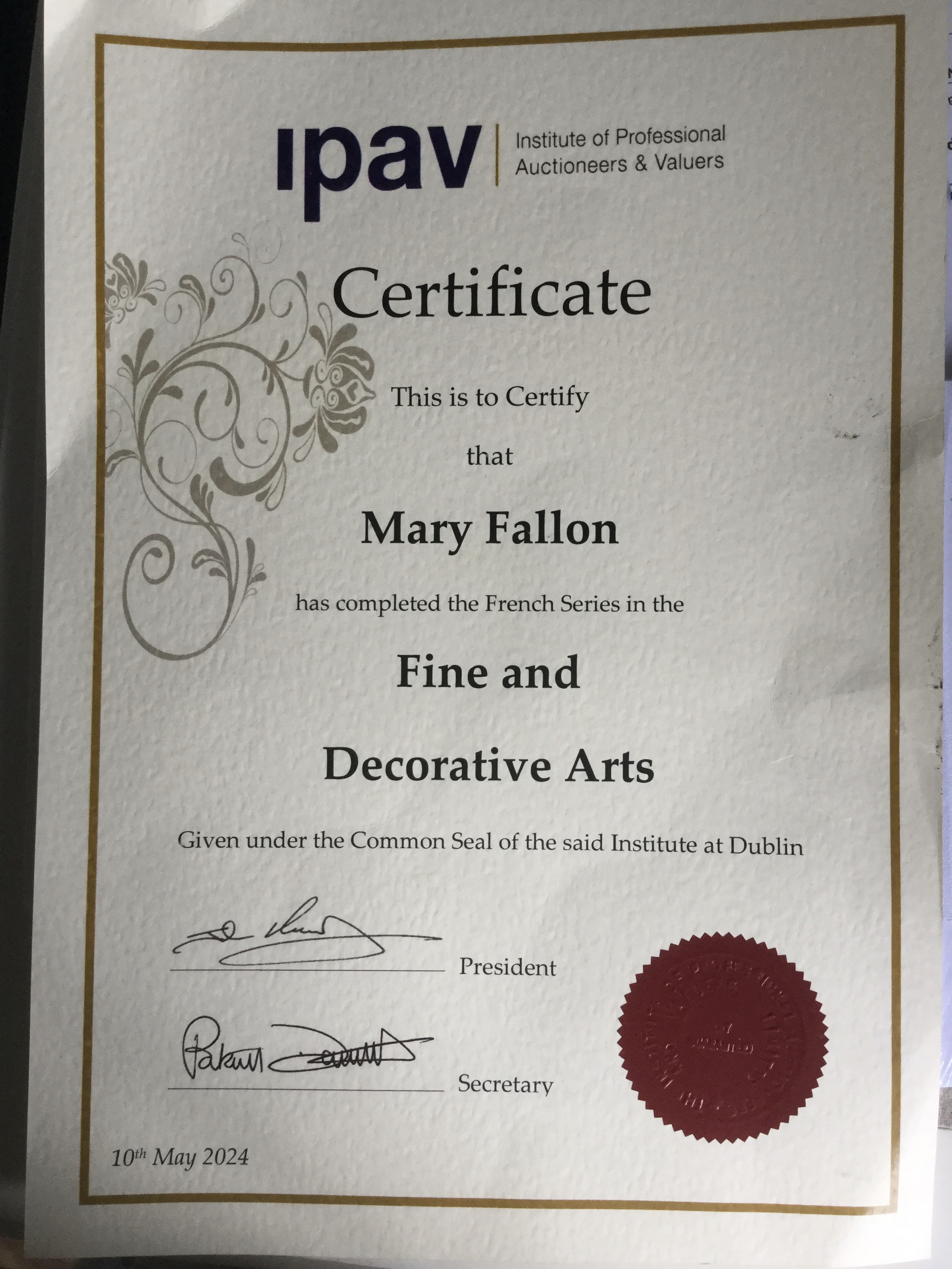 IPAV Fine & Decorative Art Graduation. 10th May 2024