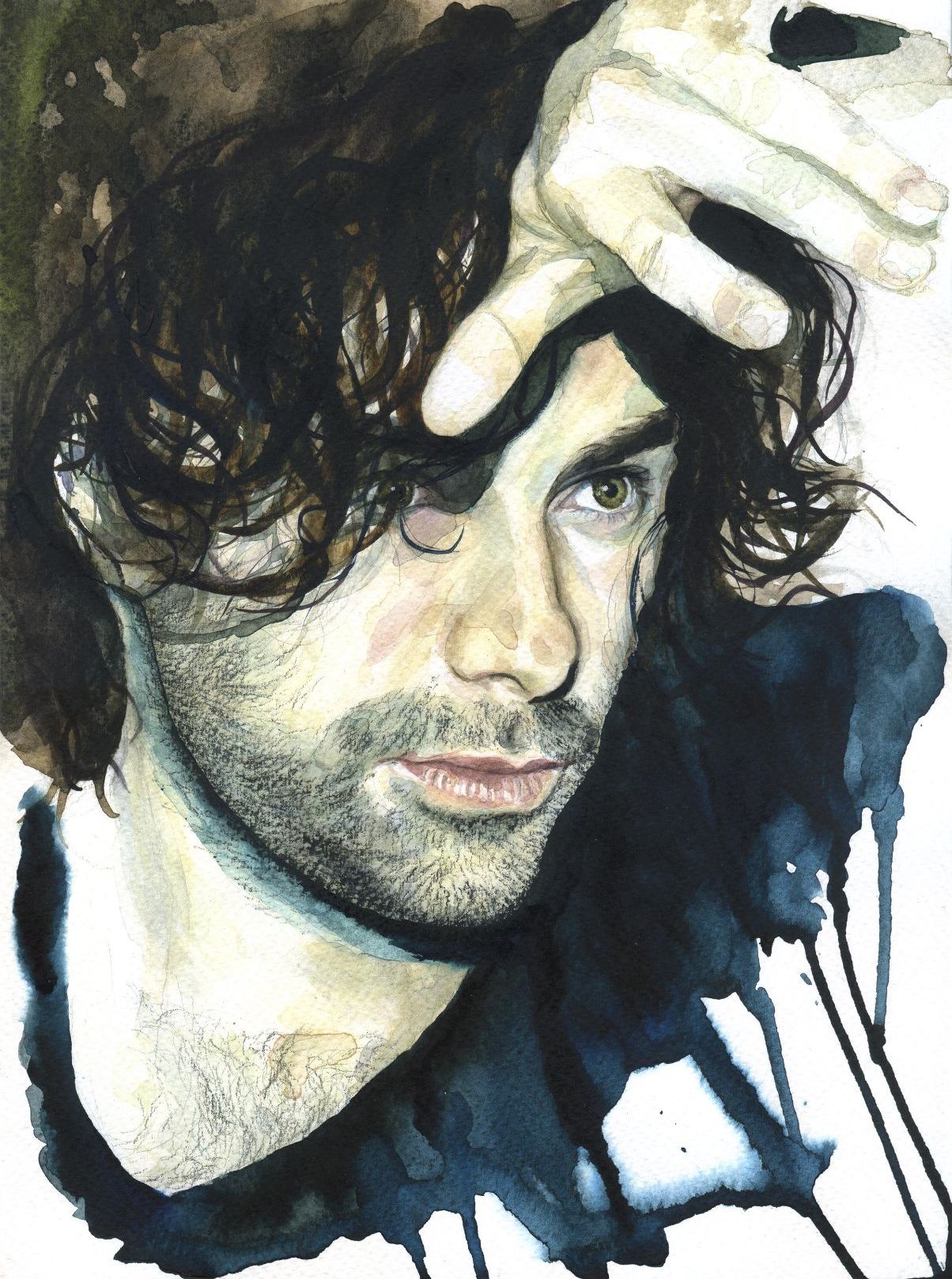 Portrait of Aidan Turner/ Pastel & Watercolour on paper