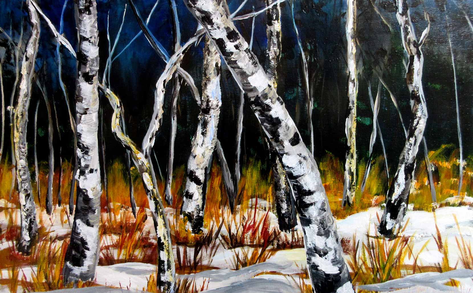 "Birch Trees in Winter", Ontario, 30x24