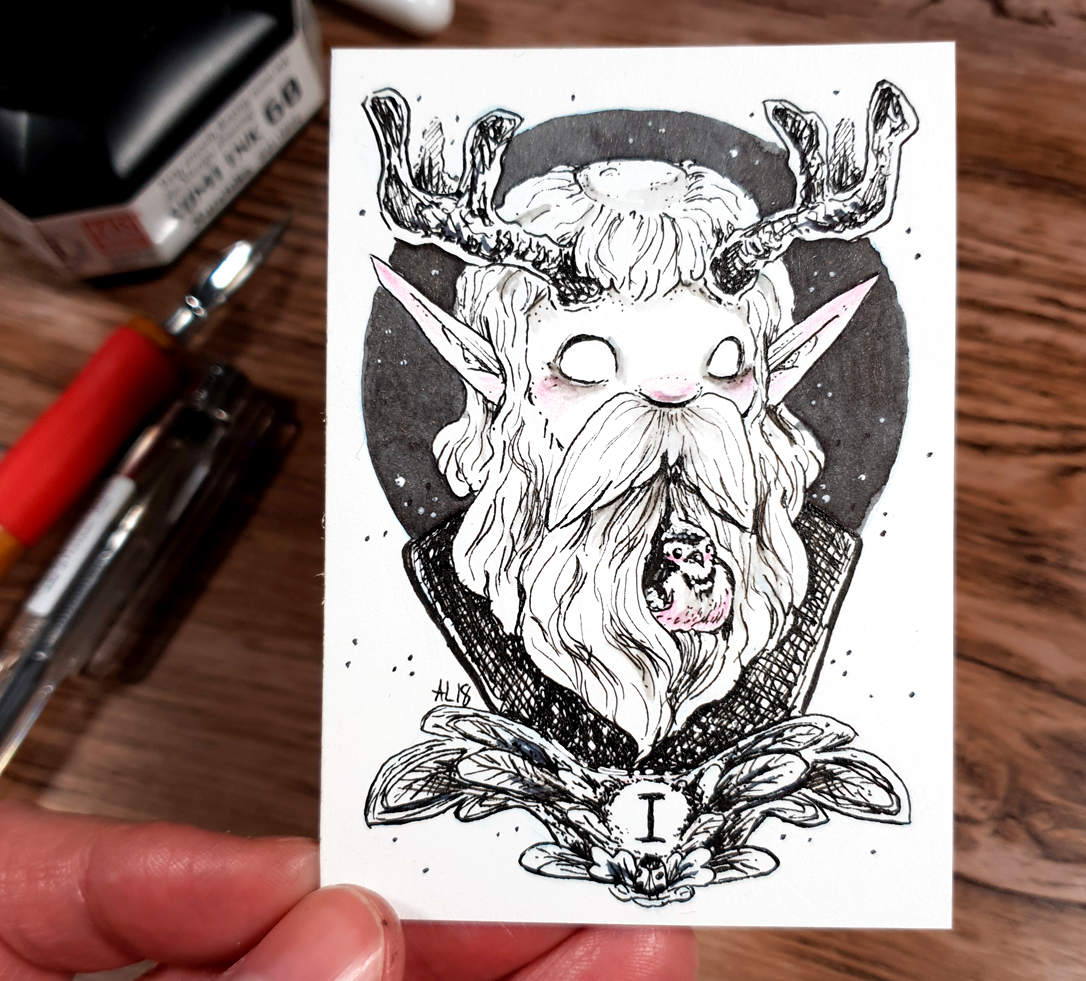 For InkTober 2018 I did antler people on 2.5 x3.5 inch paper (ATC/ACEO)