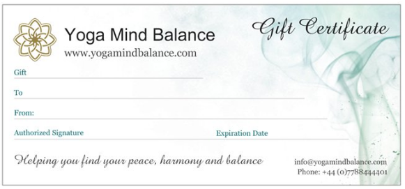 Yoga Mind Balance Gift Certificate