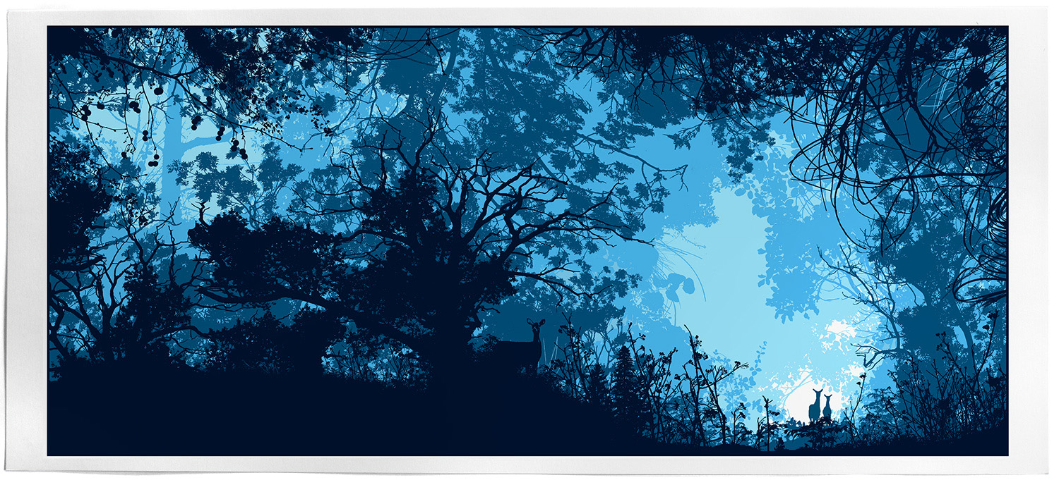 Deer,nature,handmade,screenprint,limited edition,forest,woods,woodland,nature,landscape