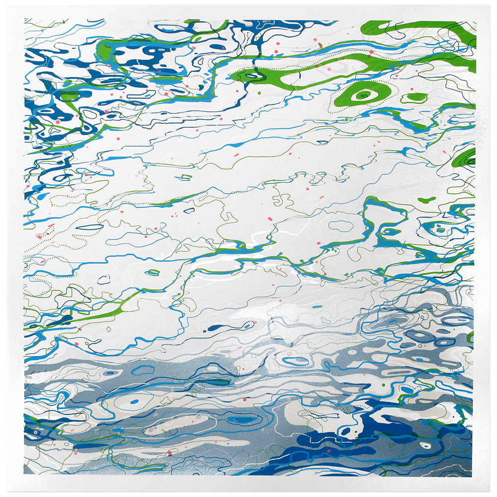 water,ripples,chaotic,light,lake,pond,silver,nature,screen print,art,illustration,limited edition,screen,print,