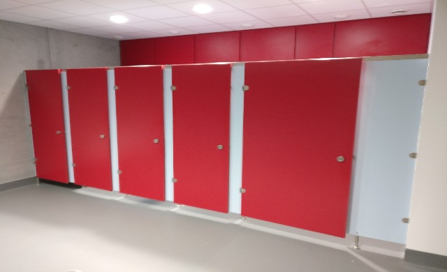 WIT Sports Campus Project Red and White Toilets