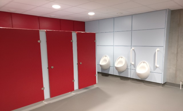 WIT Sports Campus Project Red and White Toilets
