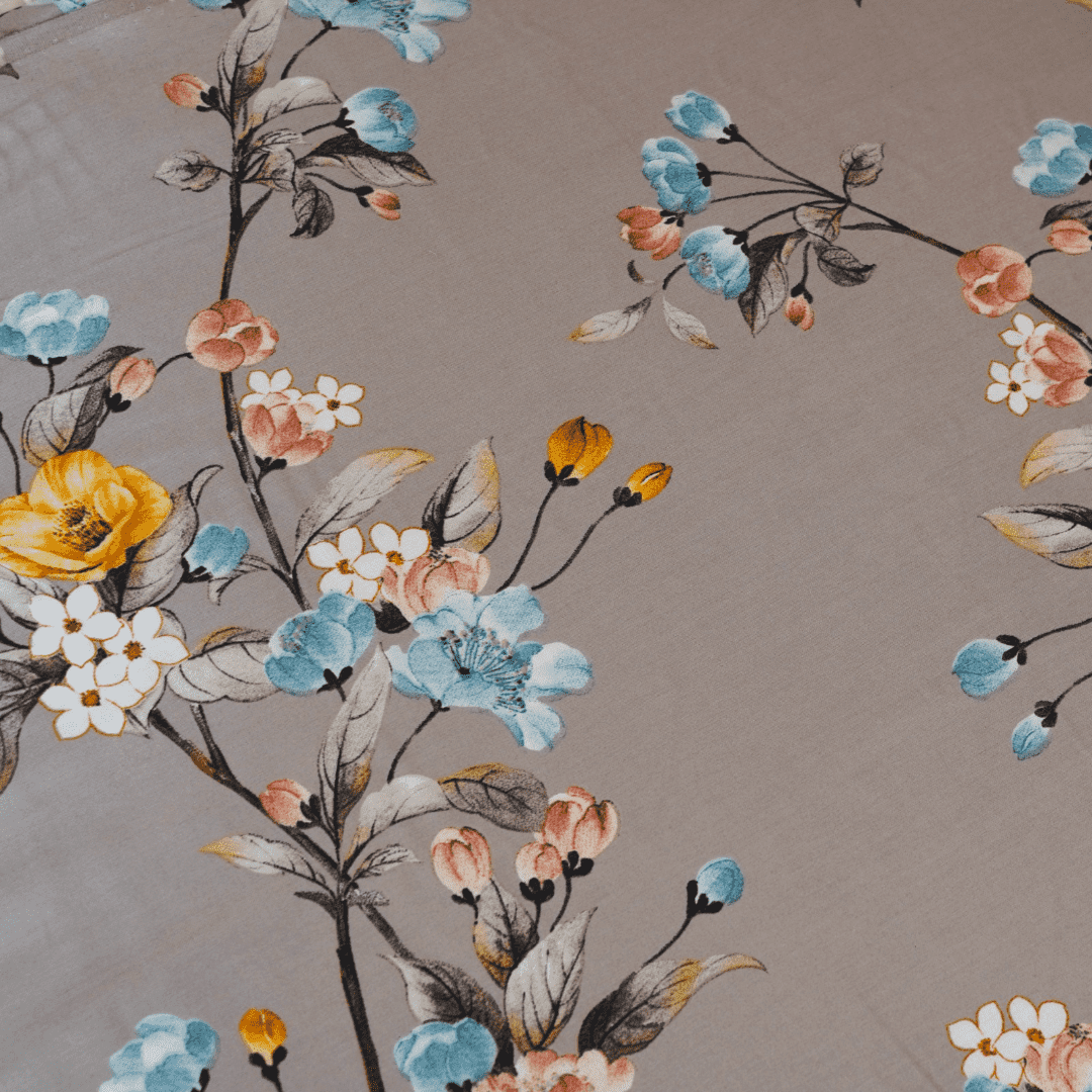 Japanese flowers - luxury cotton satin