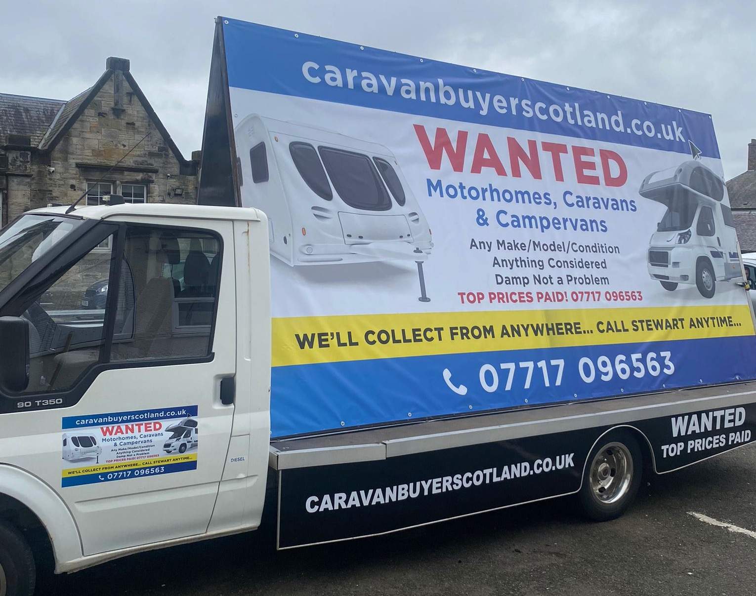 Sell your motorhome, caravan or campervan hoarding on side of lorry