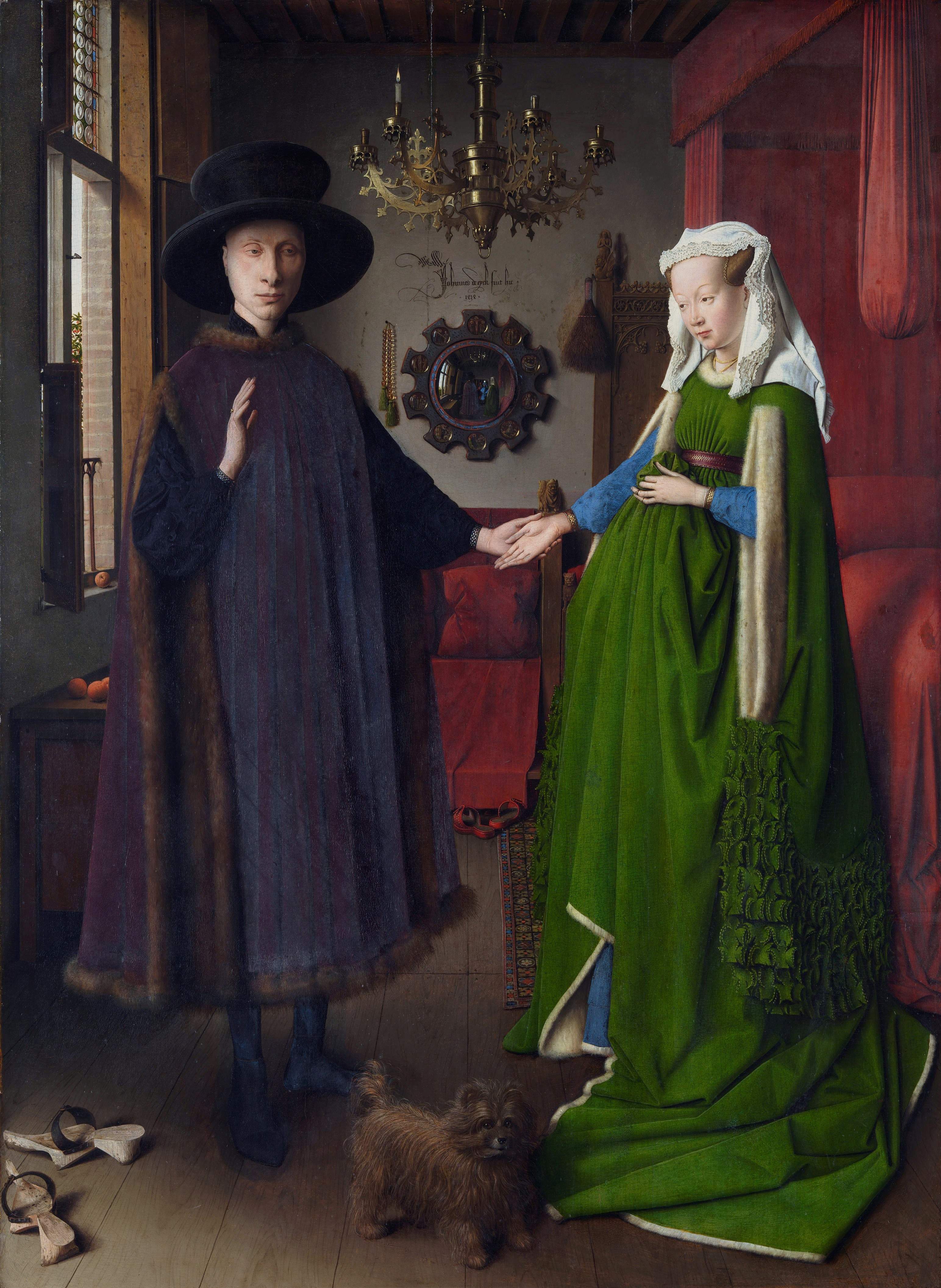 De houppelandes van het echtpaar Arnolfini, uniseks-kleding uit de middeleeuwen.