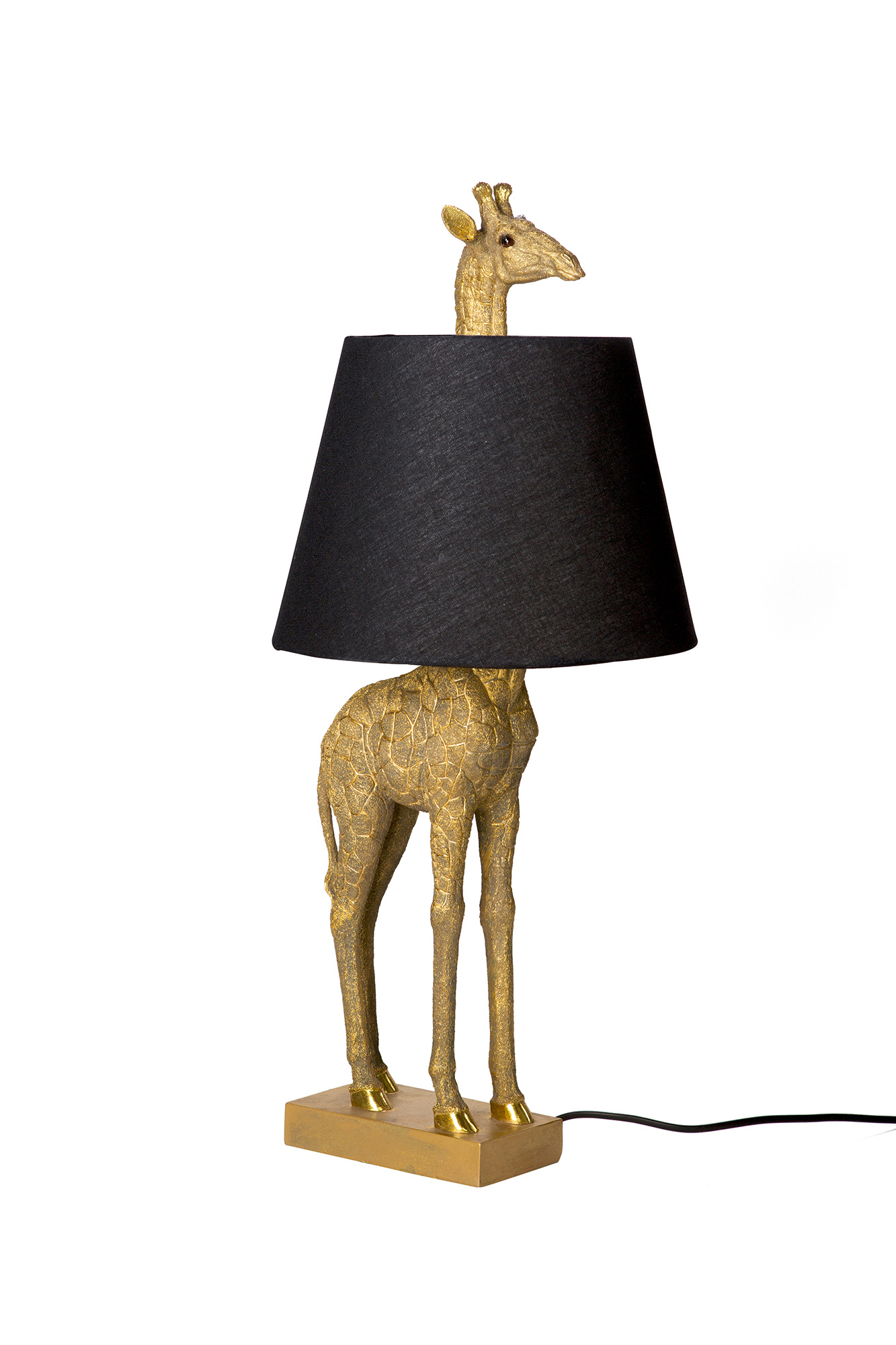 PAS OP............. niets ontgaat deze langnek!  Giraffe lamp met zwarte kap.