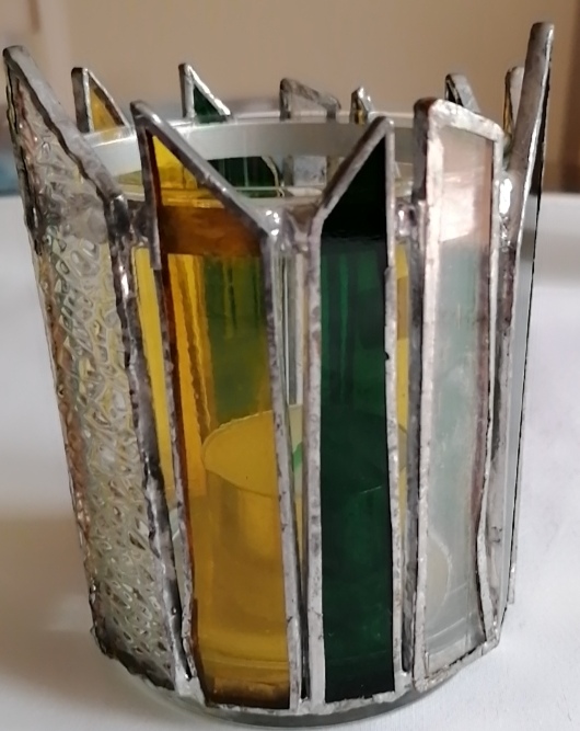 Yellow Green and Clear Tea Light Holder