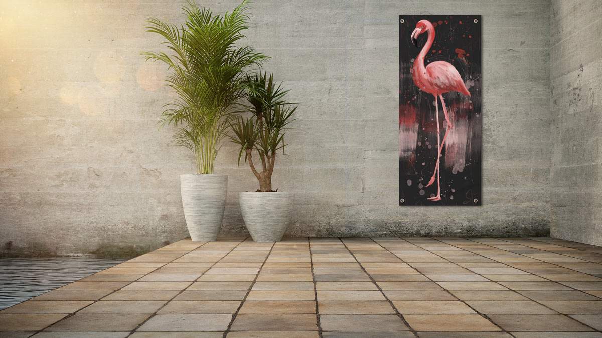 Chique flamingo Tuinposter - langwerpig hoog formaat
