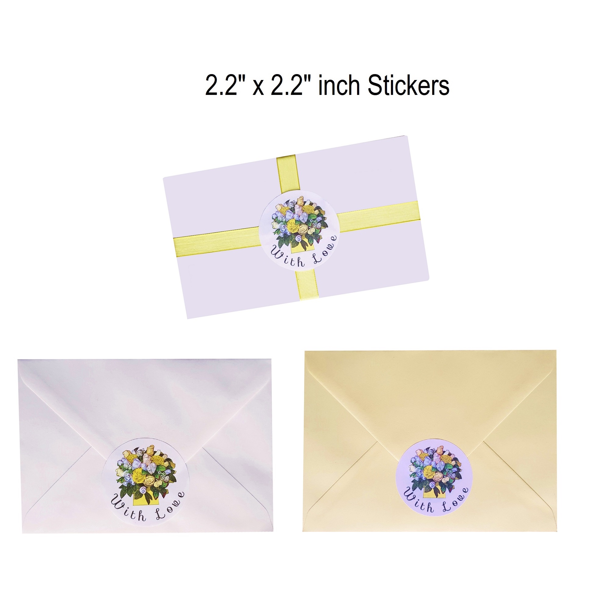 "With Love" Stickers - Yellow Floral Bouquet