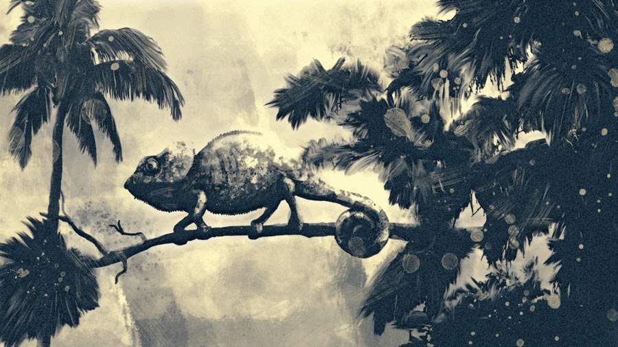 Kunstwerk Kameleon - Tropische Stijl