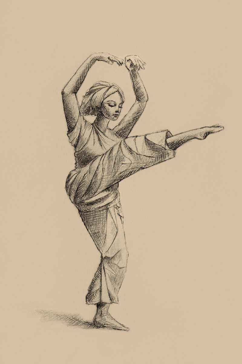 Potlood tekening danseres