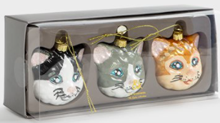 &KLEVERING,  Cat Ornaments,  set van 3