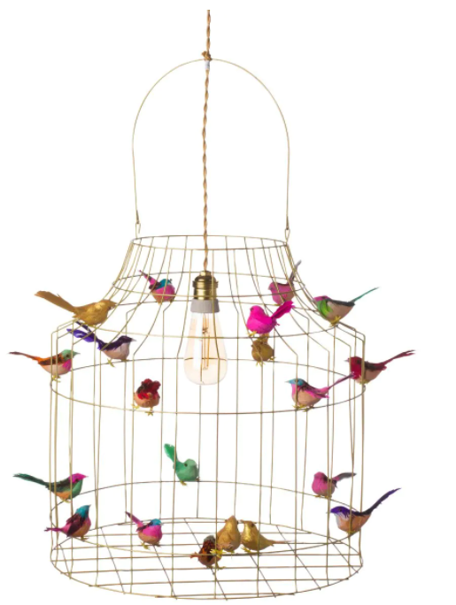 ZO GAAF...... deze originele vogelkooilamp met 18 vogeltjes, large