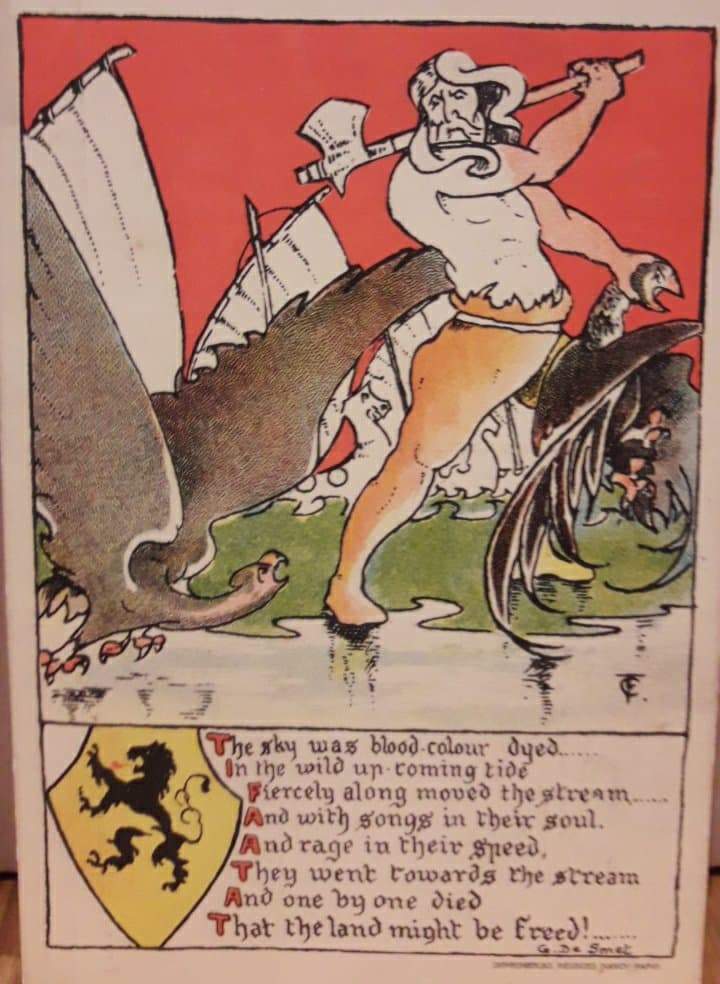 Propagandapostkaart Vlaanderen 1917 Ijzerfront  ENGELSTALIG / LN 57