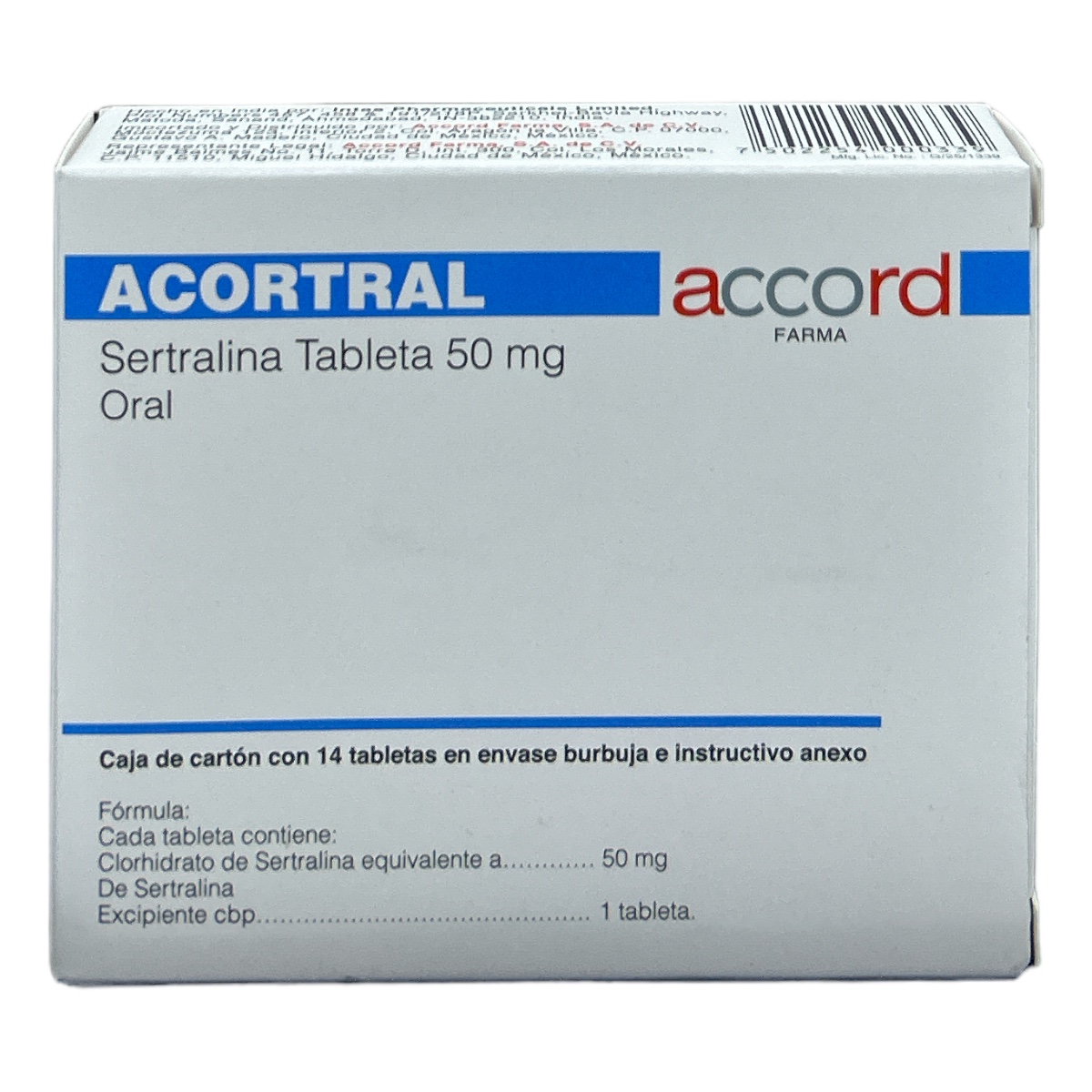 Sertralina Tab 50mg C/14 ACORTRAL