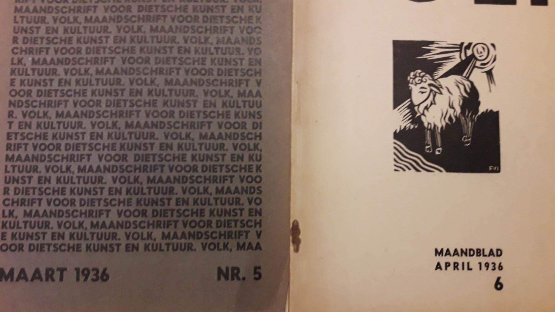4 zeldzame nummers van VOLK , tijdschrift van Ernest van der Hallen 1936