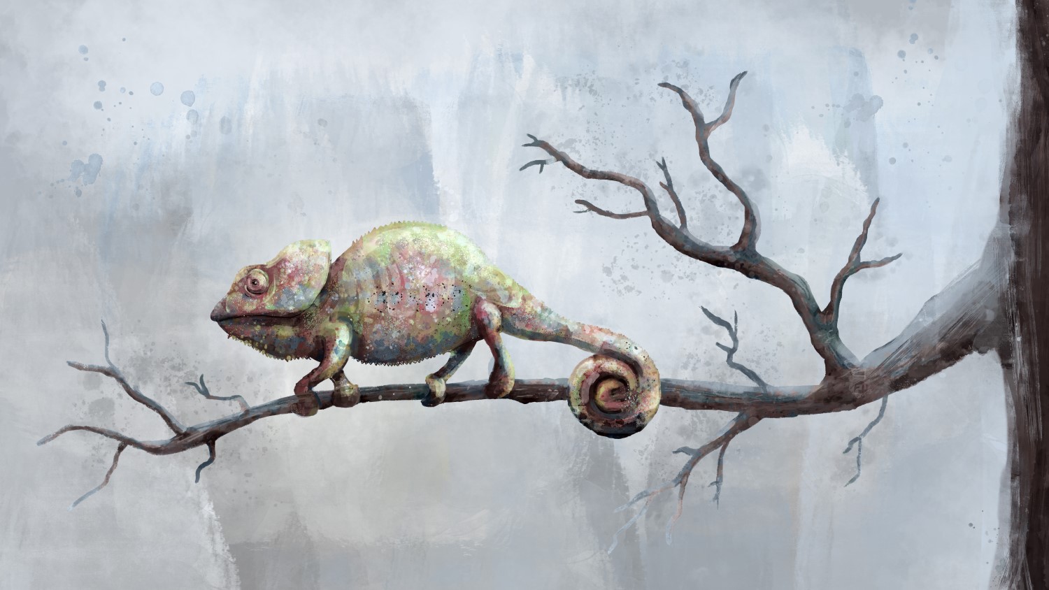 Kunstwerk Kameleon - Tropische Stijl