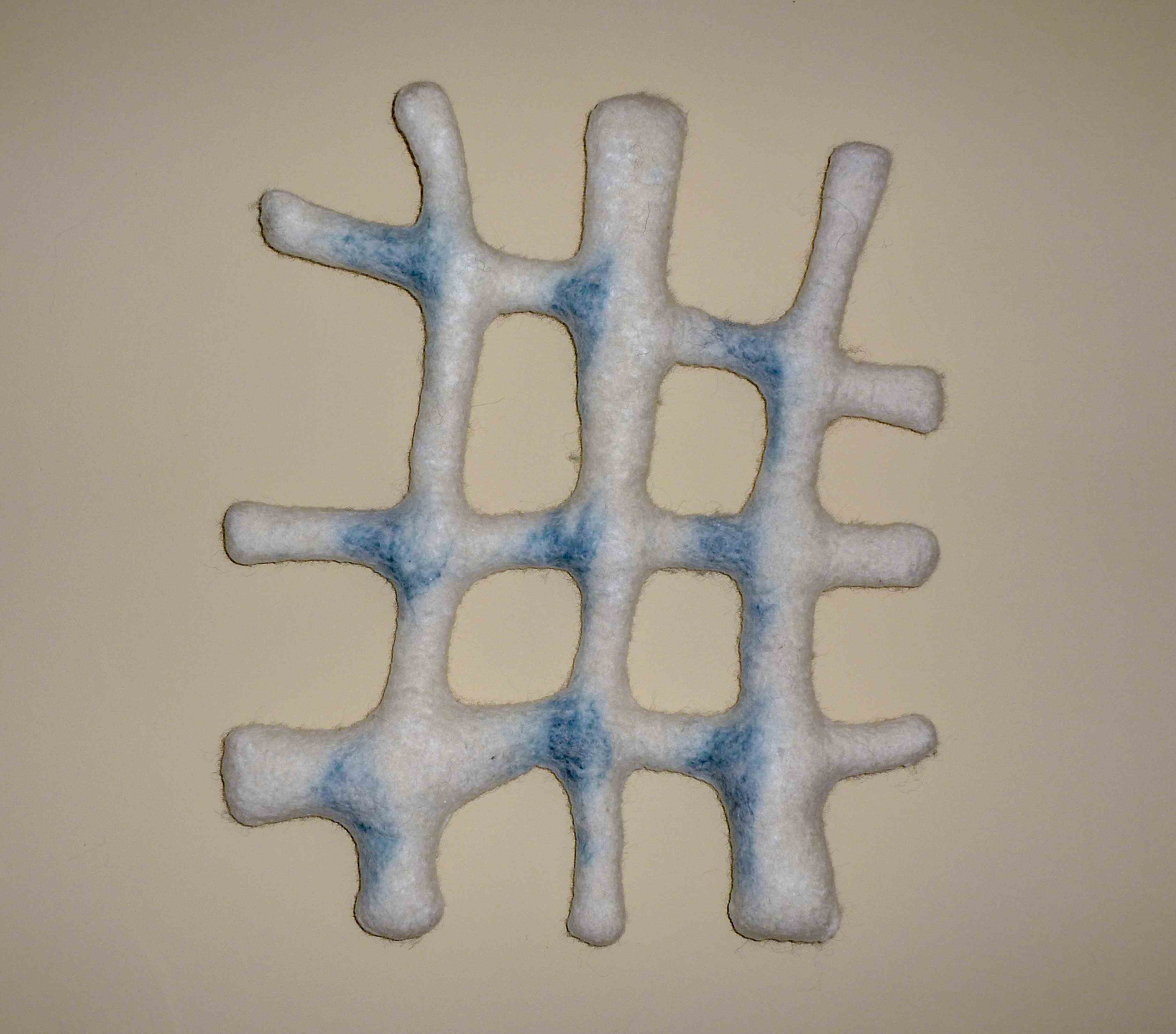 vervilt wol, polystyreen vulling; 52x44x6 cm, textielkunst (2013)