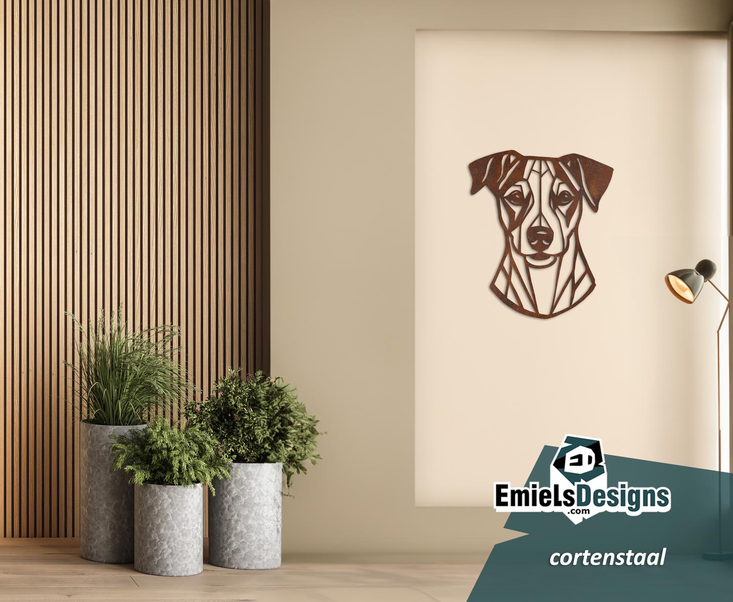 Metalen wanddecoratie - hond kop - Jack Russel