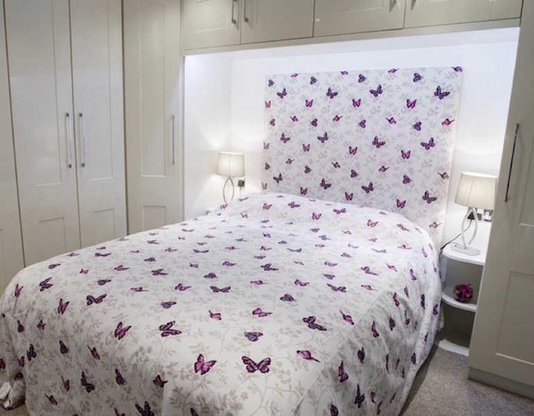 Park home bedroom at Palace Road Residential Park, Ripon, North Yorkshire