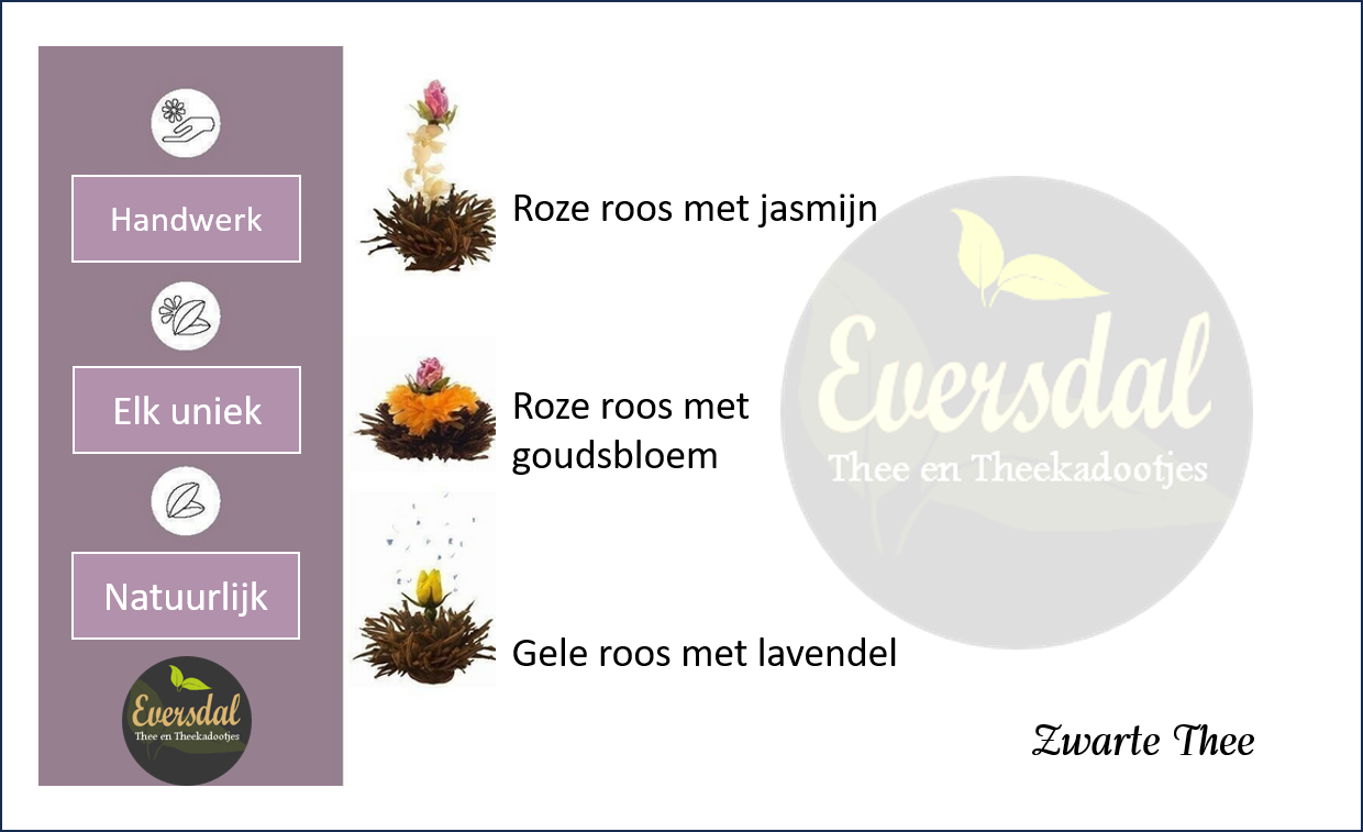 Theebloemen gemaakt van Zwarte Thee - NIEUW