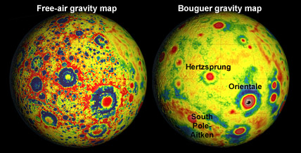 Bouguer gravity map of moon