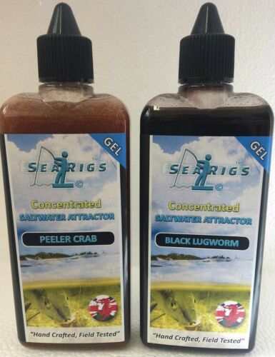 Saltwater Concentrated Attractor Gel - 2 x 100mml - 1 x Black Lugworm 1 x Peeler Crab