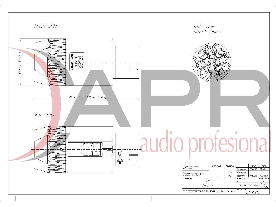 Conector speakon 8 pin cable