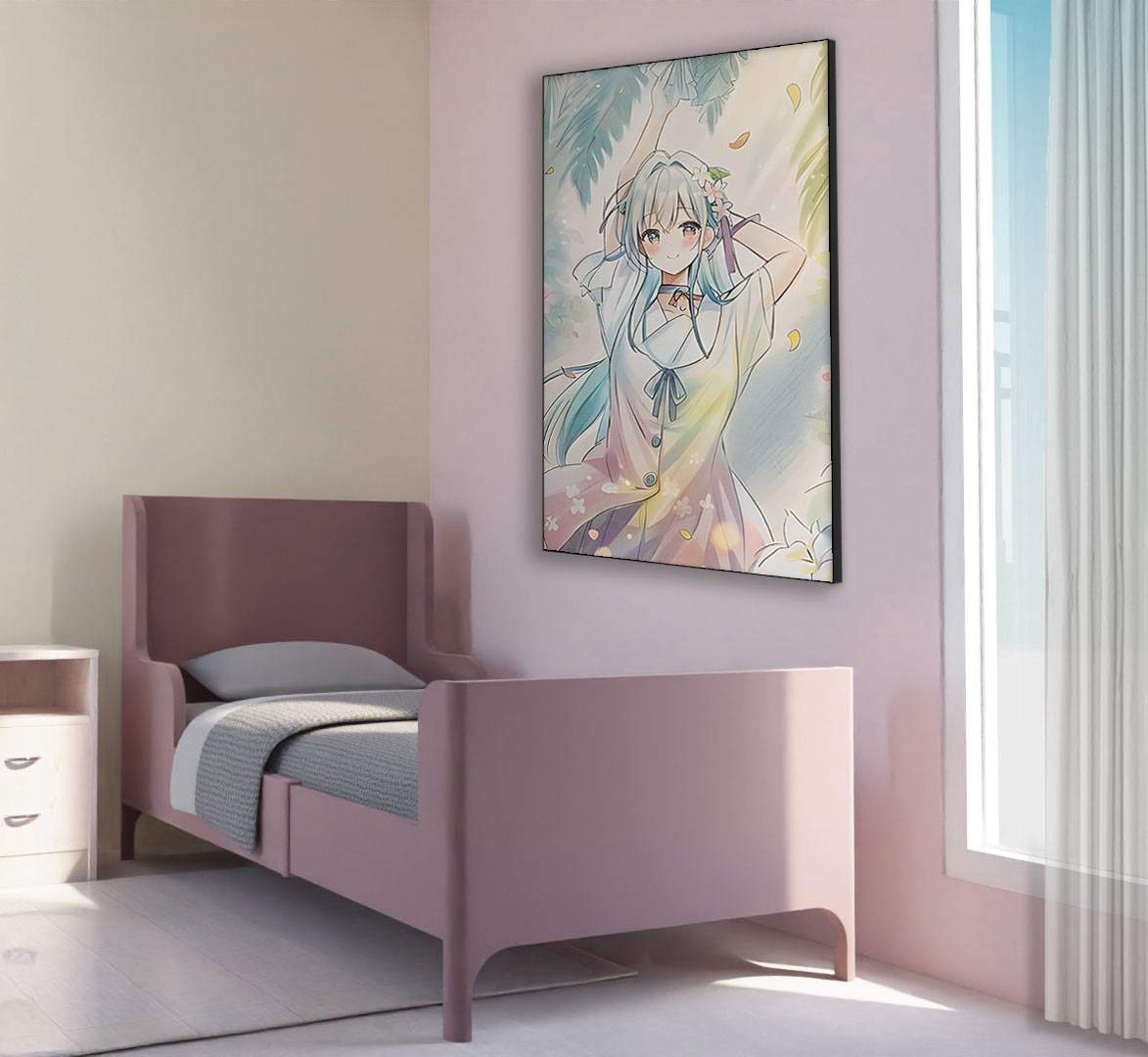 Kleurige print met zachte pastel kleuren voor meisjeskamer
