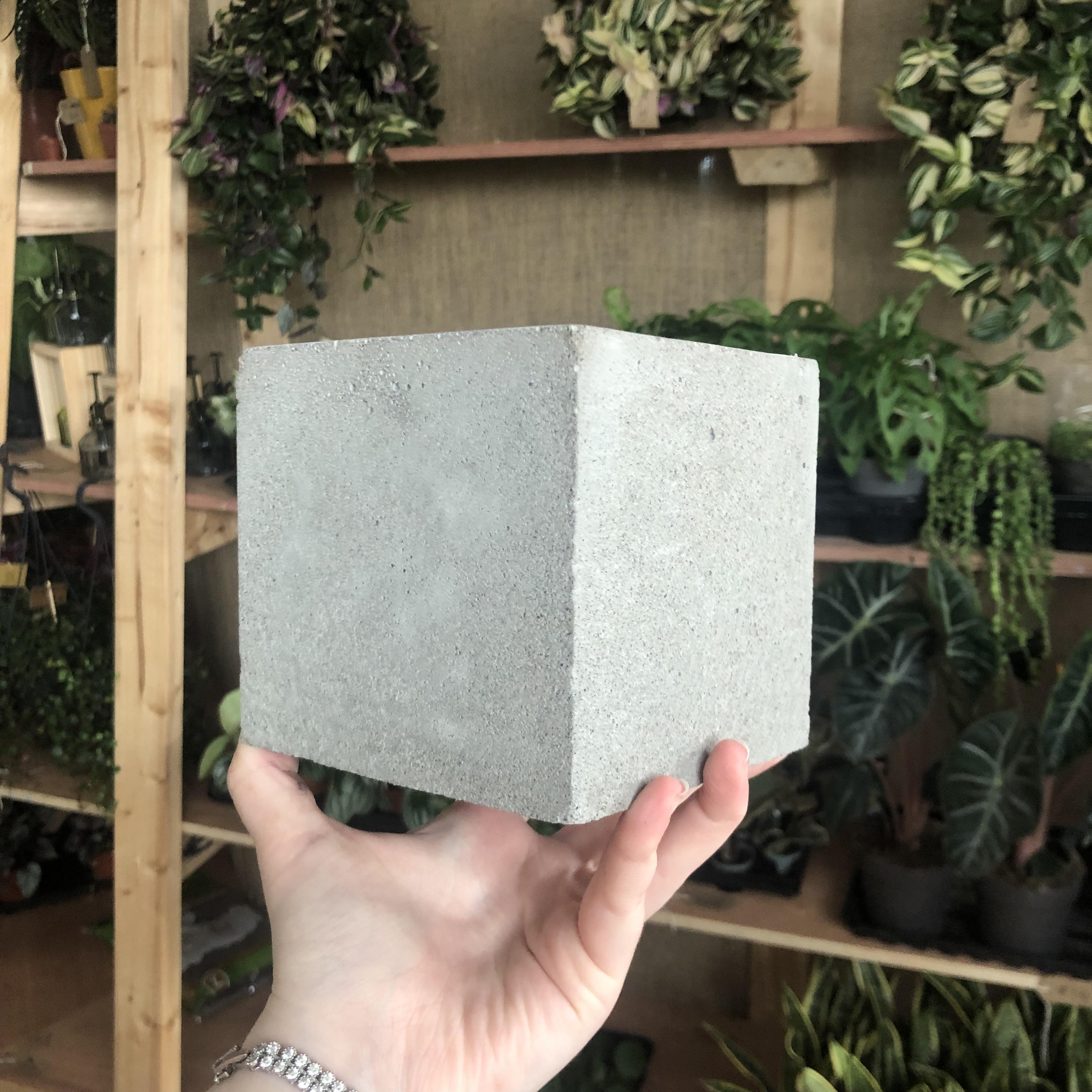 Grey Handmade Cube Pot