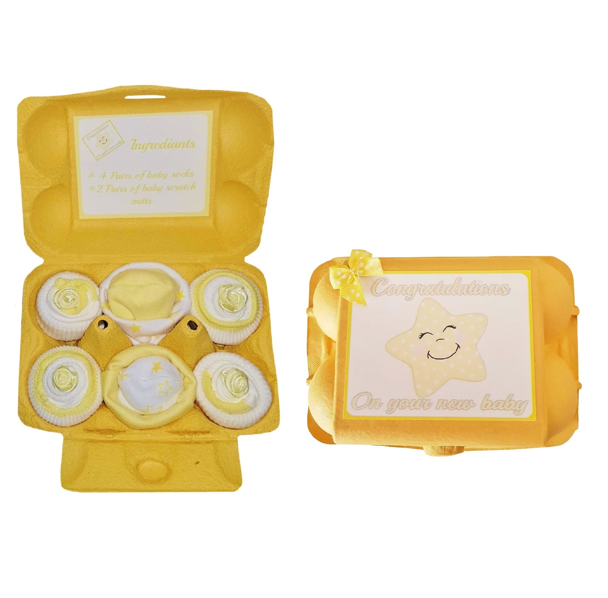 Baby Socks & Mitts - Yellow Egg Carton Gift